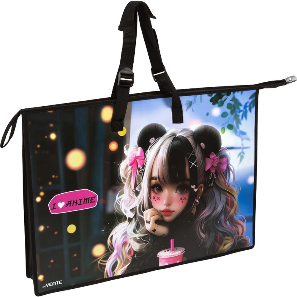 папка-портфель для чертежей а2 devente "i love anime" пластик Папка-портфель для чертежей а2 devente "i love anime" пластик