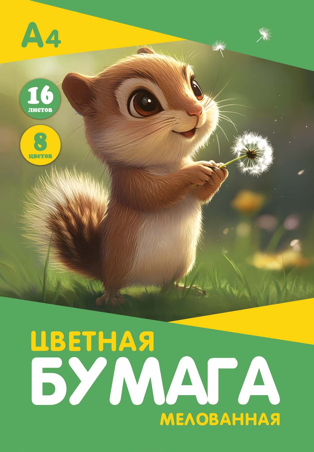 бумага цветная а4 16л. 8цв. мелов. "бурундучок" (папка) Бумага цветная а4 16л. 8цв. мелов. "бурундучок" (папка)