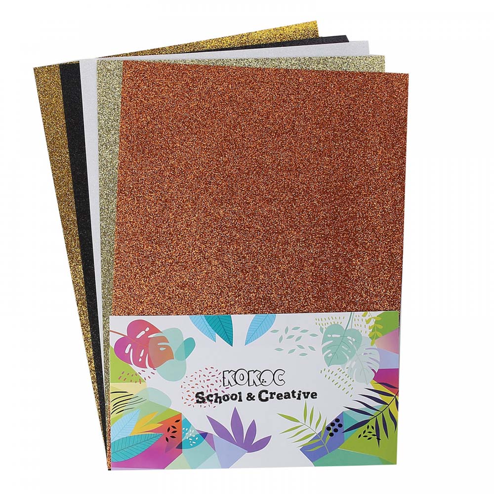 бумага цветная а4 блёстки 5л. 5цв. (кокос) Бумага цветная а4 блёстки 5л. 5цв. (кокос)