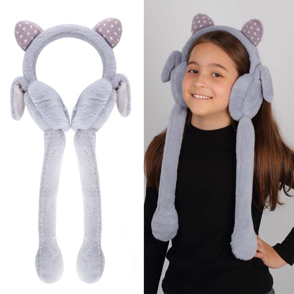 ободок-наушники кокос "мяу" мех серый Ободок-наушники кокос "мяу" мех серый