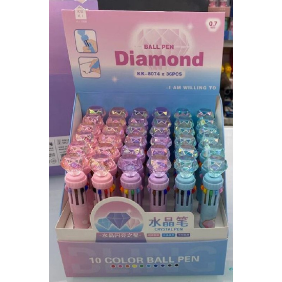 ручка шар. авт. кокос "diamond" 0,7мм 10-цветная асс-т Ручка шар. авт. кокос "diamond" 0,7мм 10-цветная асс-т