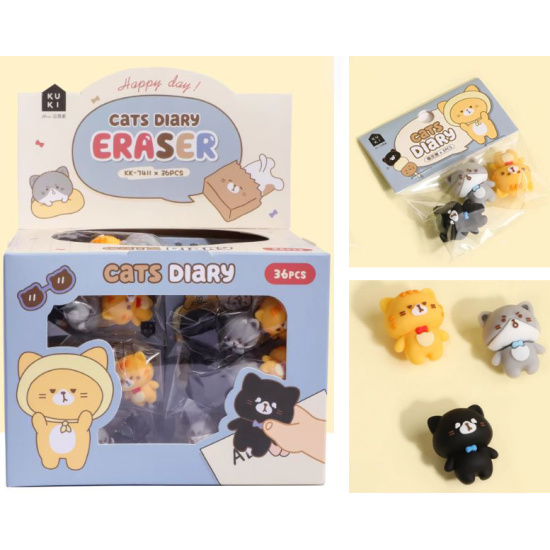 набор ластиков кокос "cats diary" 3шт. Набор ластиков кокос "cats diary" 3шт.
