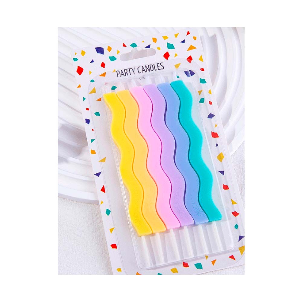 набор свечей для торта 6шт. 10см "волны" асс-т Набор свечей для торта 6шт. 10см "волны" асс-т