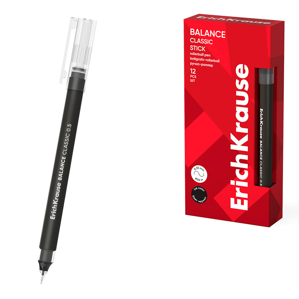 ручка роллер erich krause "balance stick. classic" чёрная 0,5мм Ручка роллер erich krause "balance stick. classic" чёрная 0,5мм
