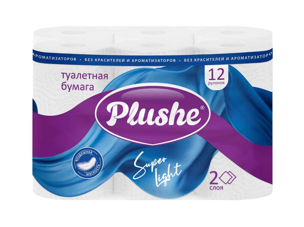 бумага туалетная "plushe" super light 2 сл.,12 рул.,13,6м., белая Бумага туалетная "plushe" super light 2 сл.,12 рул.,13,6м., белая