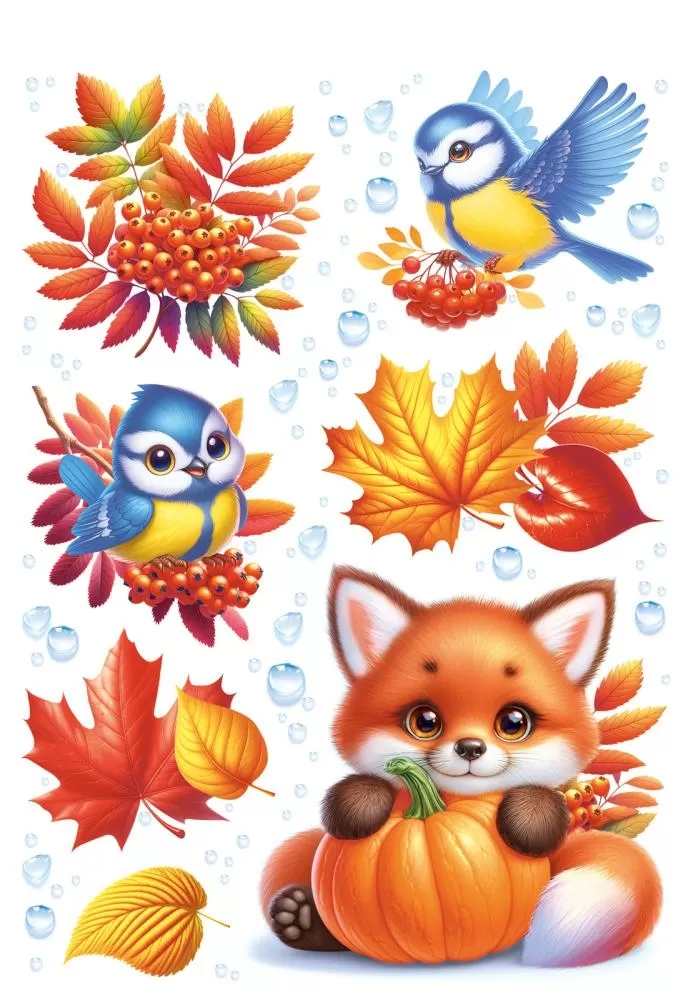 наклейка оформительская "осенняя пора" 484х332мм Наклейка оформительская "осенняя пора" 484х332мм