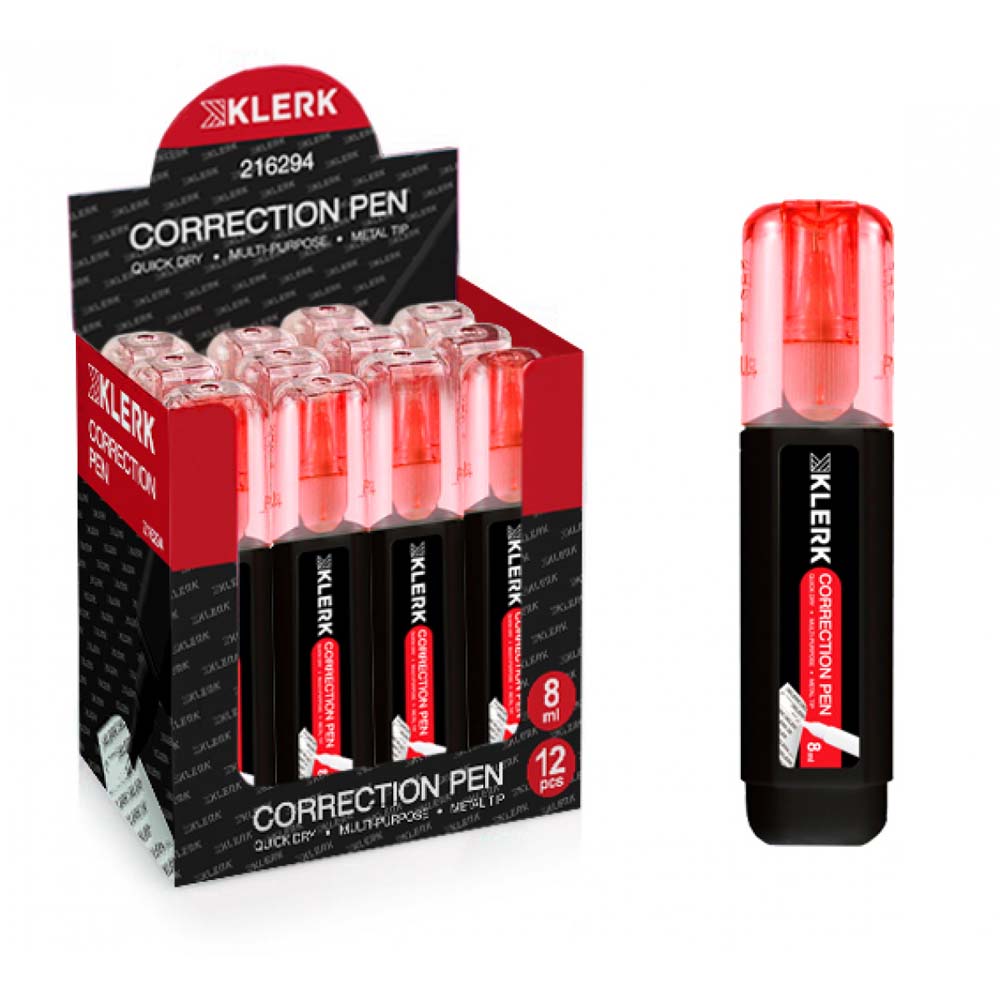 корректирующая ручка "klerk" с мет. наконеч. 8мл Корректирующая ручка "klerk" с мет. наконеч. 8мл