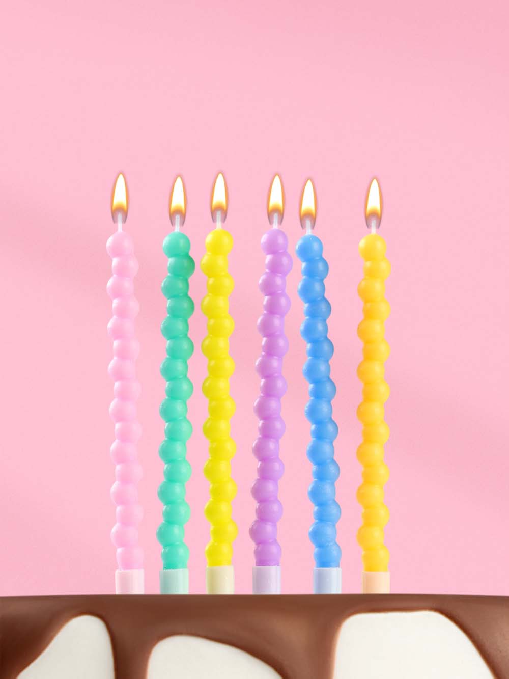 набор свечей для торта 6шт. "жемчужины" разноцветные Набор свечей для торта 6шт. "жемчужины" разноцветные