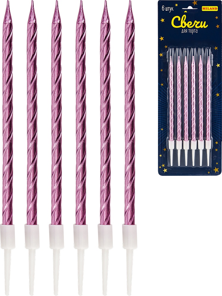 набор свечей для торта "веселье" розовые" 6шт. Набор свечей для торта "веселье" розовые" 6шт.