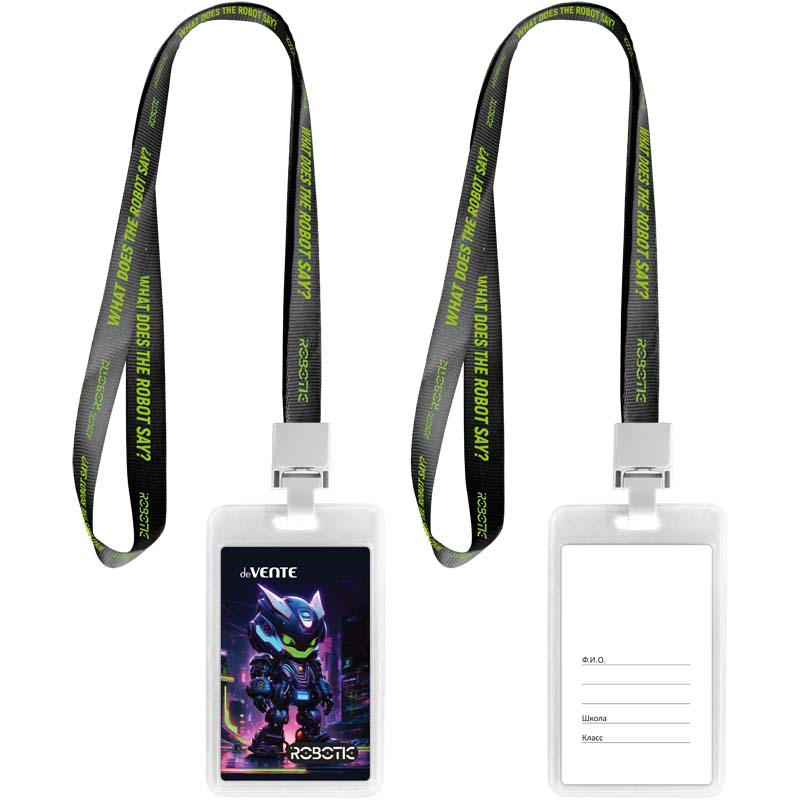 бейдж вертикальный 110х65мм на ленте devente "robotic" Бейдж вертикальный 110х65мм на ленте devente "robotic"