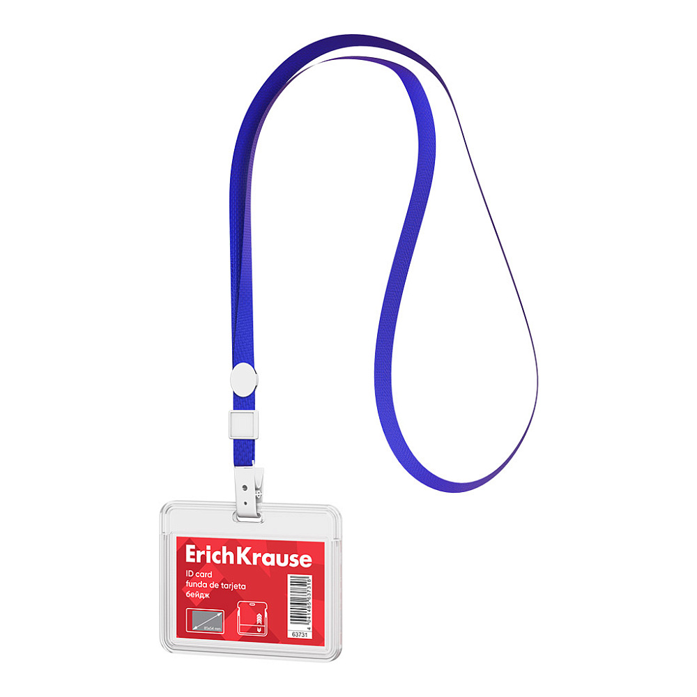 бейдж горизонтальный 85х54мм на синей ленте erich krause Бейдж горизонтальный 85х54мм на синей ленте erich krause