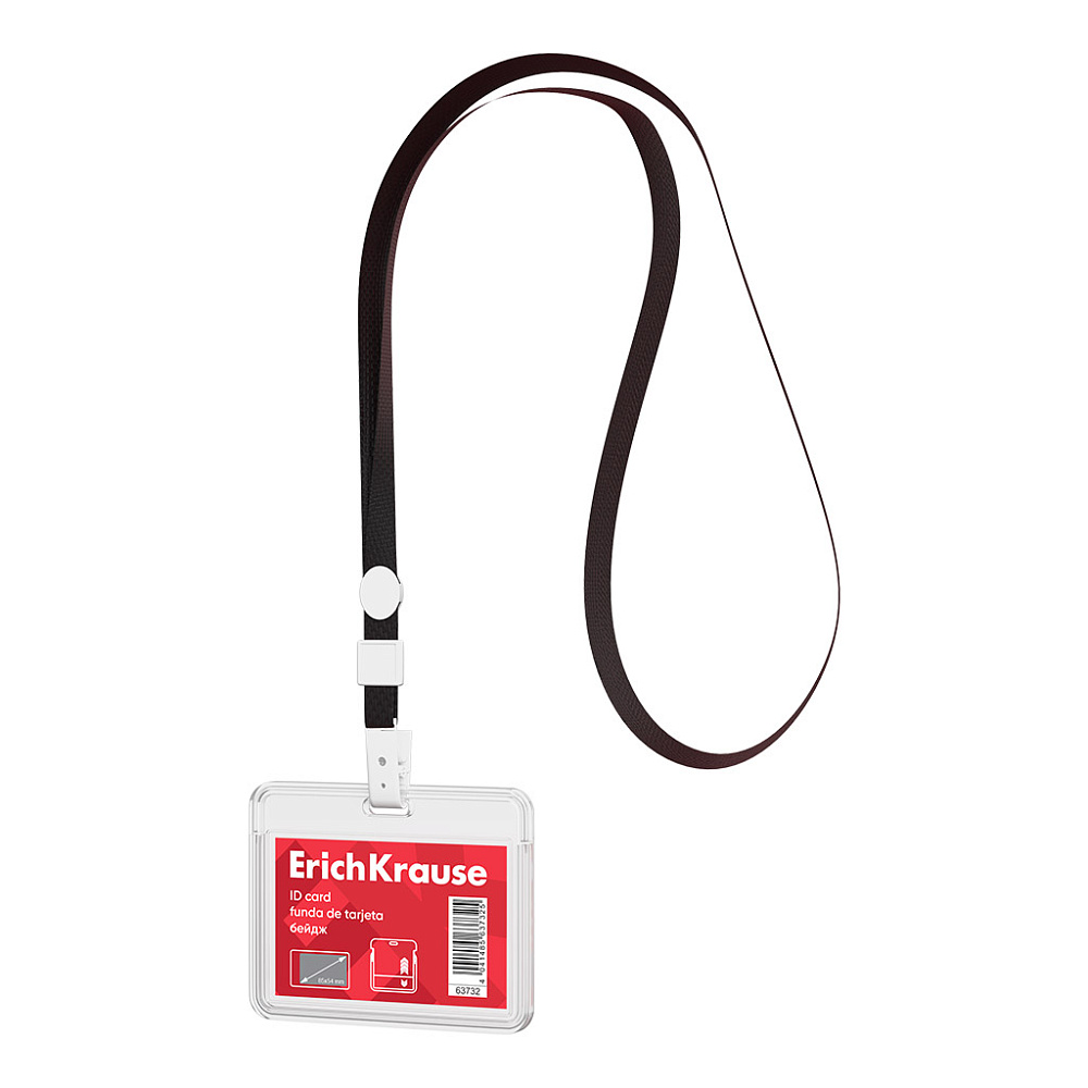 бейдж горизонтальный 85х54мм на чёрной ленте erich krause Бейдж горизонтальный 85х54мм на чёрной ленте erich krause