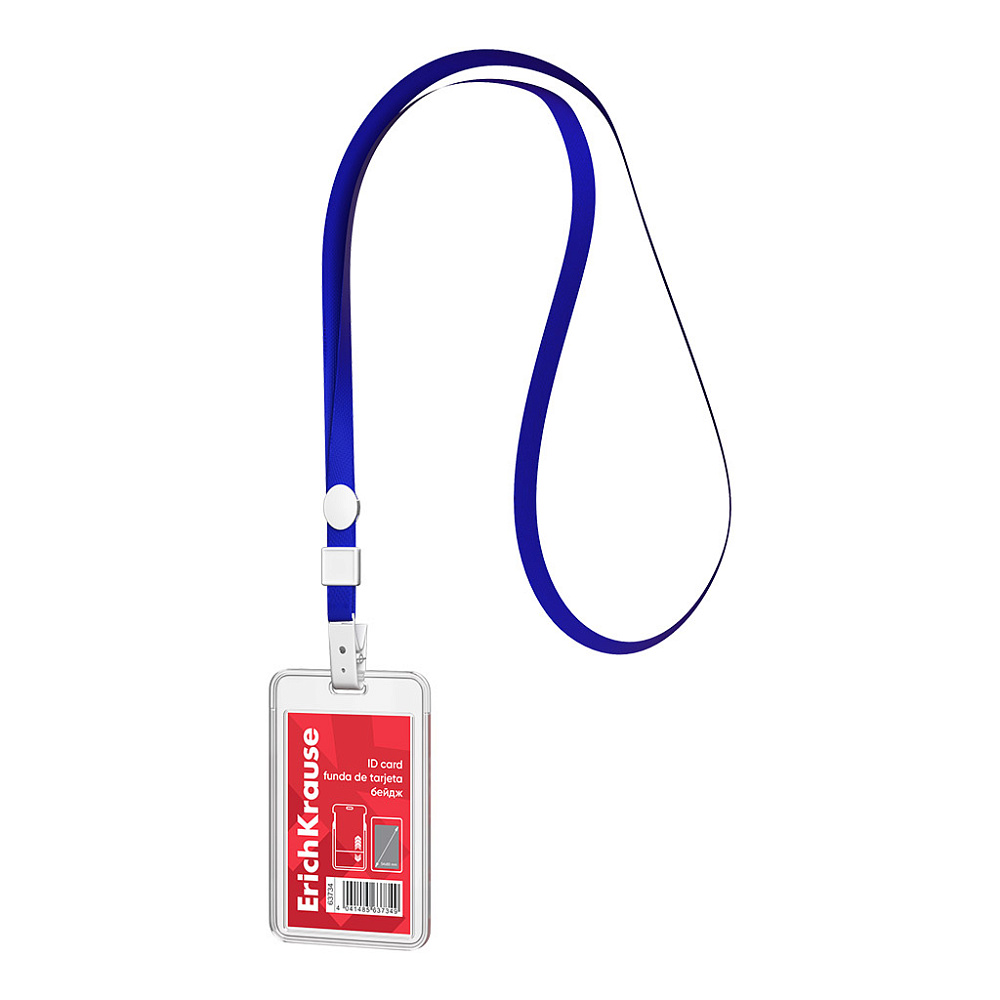 бейдж вертикальный 54х85мм на синей ленте erich krause Бейдж вертикальный 54х85мм на синей ленте erich krause