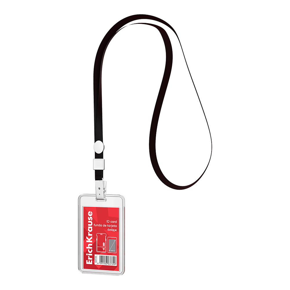 бейдж вертикальный 54х85мм на чёрной ленте erich krause Бейдж вертикальный 54х85мм на чёрной ленте erich krause