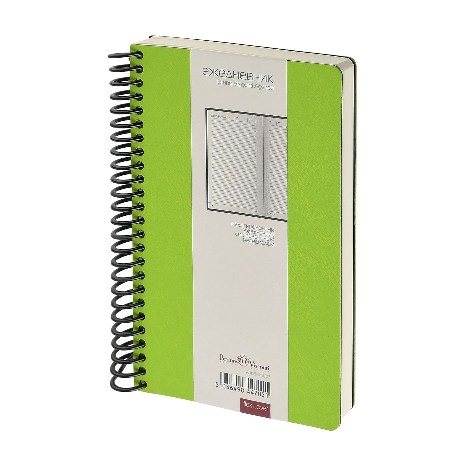 ежедневник недатир. а5 bruno visconti "agenda" салатовый,тонир.блок,спираль,кож.зам. Ежедневник недатир. а5 bruno visconti "agenda" салатовый,тонир.блок,спираль,кож.зам.