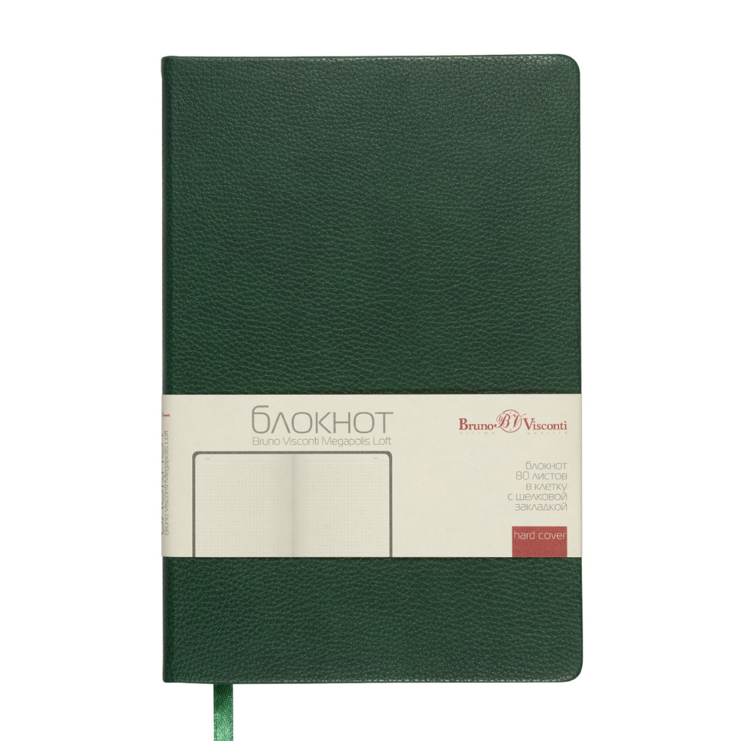 книжка записная а5 тв.обл. 80л. кл. "megapolis loft" зелёная (bruno visconti) тонир.блок,кож.зам. Книжка записная а5 тв.обл. 80л. кл. "megapolis loft" зелёная (bruno visconti) тонир.блок,кож.зам.