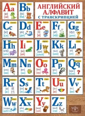 плакат "английский алфавит с транскрипцией" а2 Плакат "английский алфавит с транскрипцией" а2