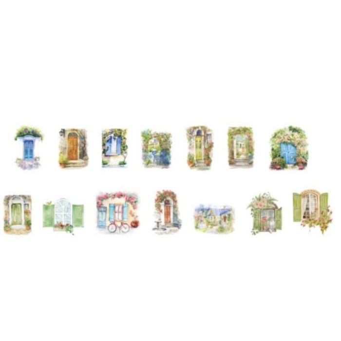 наклейки "двери и окна в цветах" 100шт. в рулоне Наклейки "двери и окна в цветах" 100шт. в рулоне