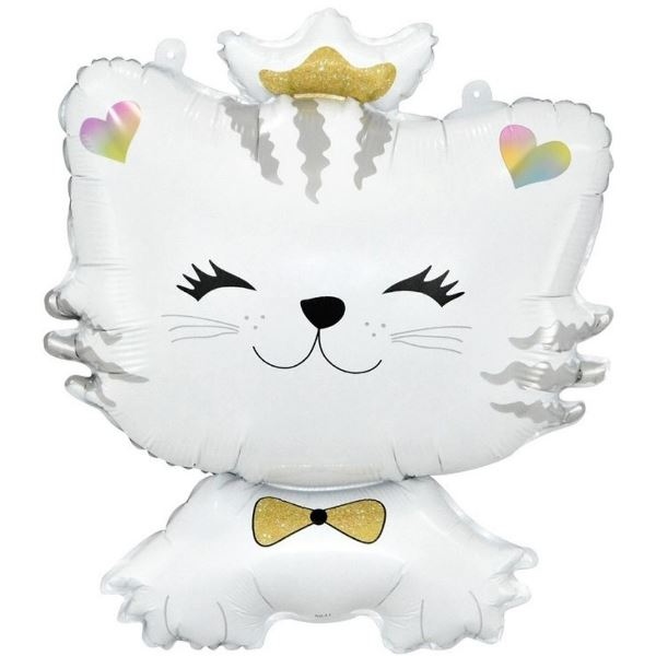 шар возд. 28''/71см фольгир. фигура "котёнок принцесса" белый Шар возд. 28''/71см фольгир. фигура "котёнок принцесса" белый