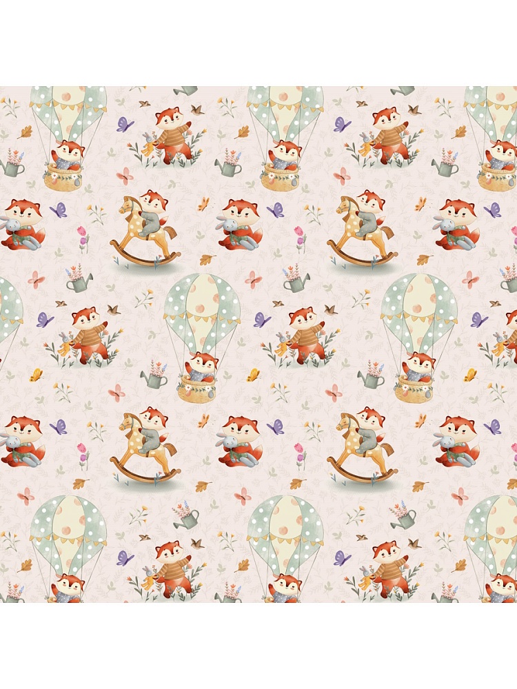 бумага упаковочная 70х100см "милые лисята" Бумага упаковочная 70х100см "милые лисята"