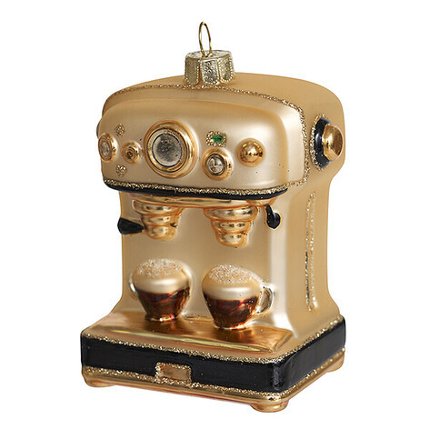 украшение "кофемашина" золото 7х5х9см (стекло) б/уп Украшение "кофемашина" золото 7х5х9см (стекло) б/уп