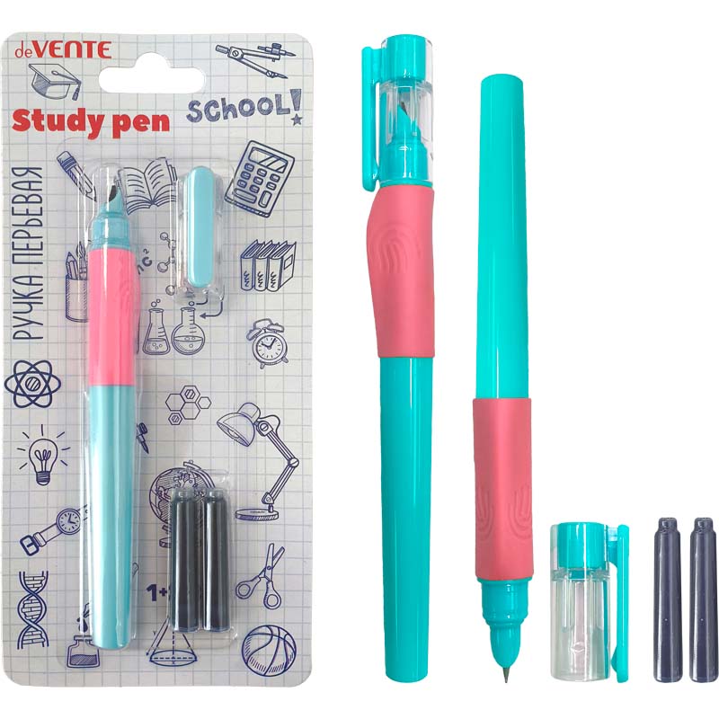 ручка перьевая devente "school. stydypen" синяя корп.мятный (2 капсулы) Ручка перьевая devente "school. stydypen" синяя корп.мятный (2 капсулы)