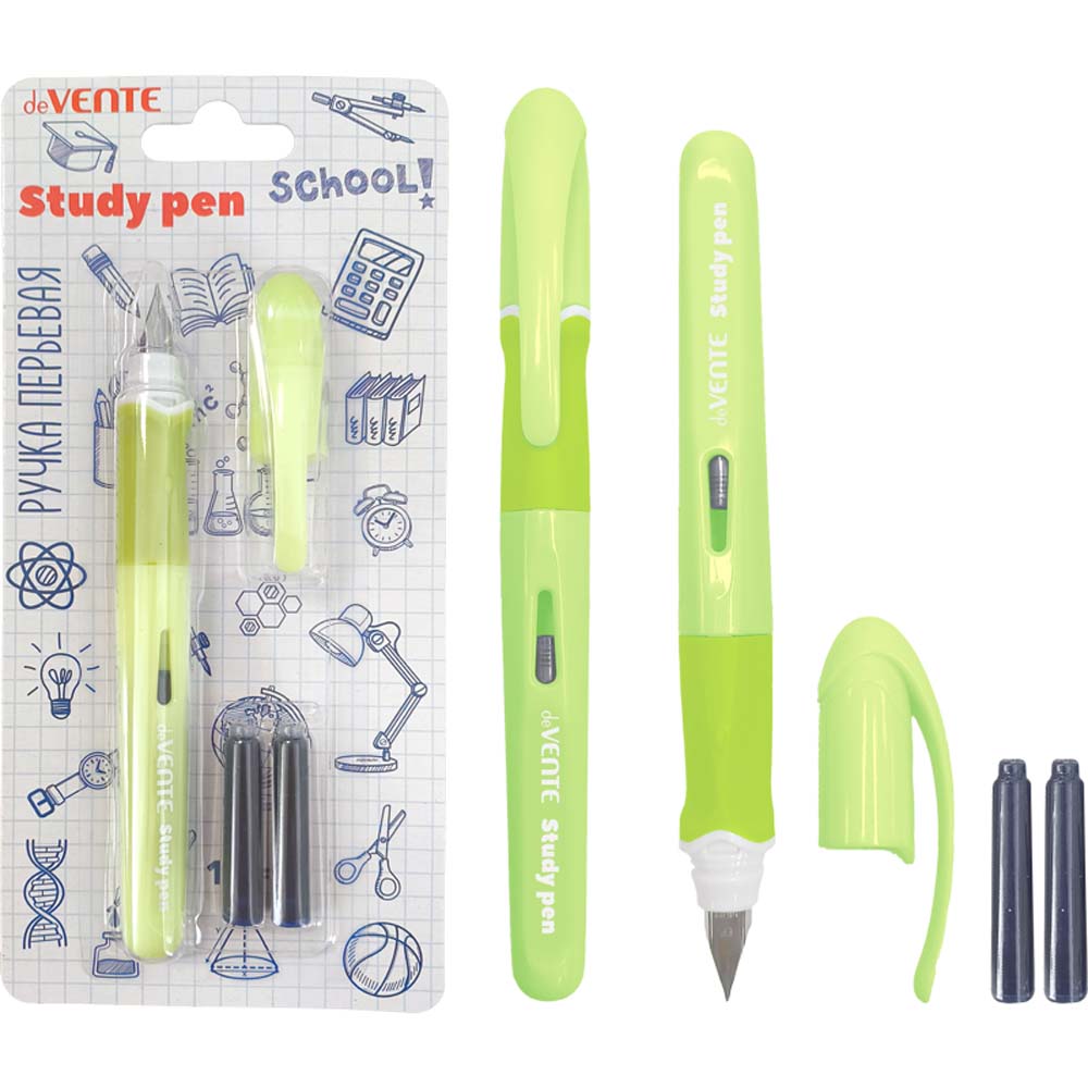 ручка перьевая devente "school. stydypen" синяя корп.салатовый (2 капсулы) Ручка перьевая devente "school. stydypen" синяя корп.салатовый (2 капсулы)