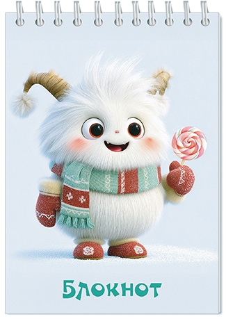 блокнот а6 гребень 80л. кл. "белый пушистик" (апплика) Блокнот а6 гребень 80л. кл. "белый пушистик" (апплика)