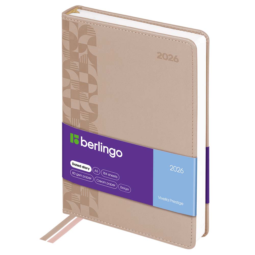 ежедневник 2026 а5 berlingo "vivella prestige" бежевый тонир.блок,кож.зам. Ежедневник 2026 а5 berlingo "vivella prestige" бежевый тонир.блок,кож.зам.