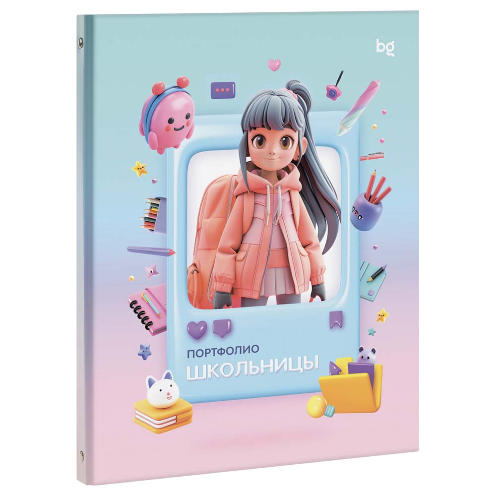 папка а4 портфолио школьницы 20 листов на 4 кольцах Папка а4 портфолио школьницы 20 листов на 4 кольцах