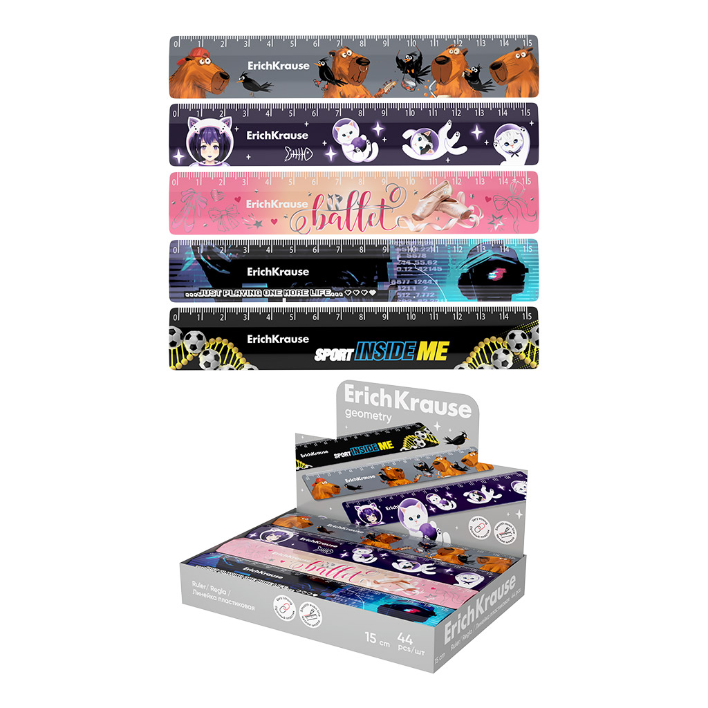 линейка erich krause 15см асс-т Линейка erich krause 15см асс-т