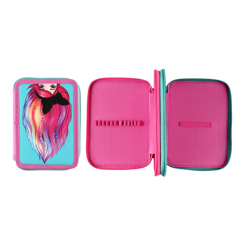 пенал на 2-х молниях кокос "magic hair" 200х140мм ткань Пенал на 2-х молниях кокос "magic hair" 200х140мм ткань