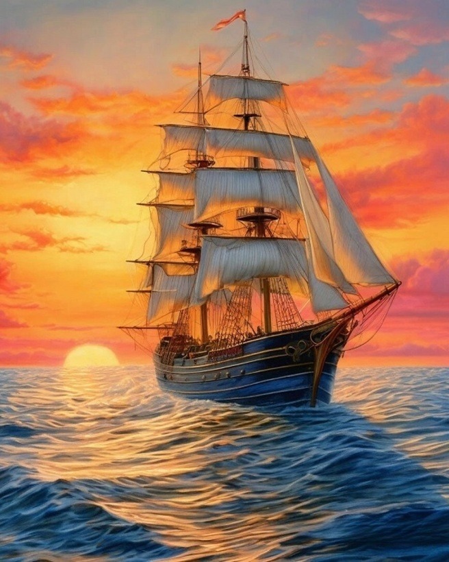 набор д/творч. картина по номерам 40х50см "парусник на закате" Набор д/творч. картина по номерам 40х50см "парусник на закате"