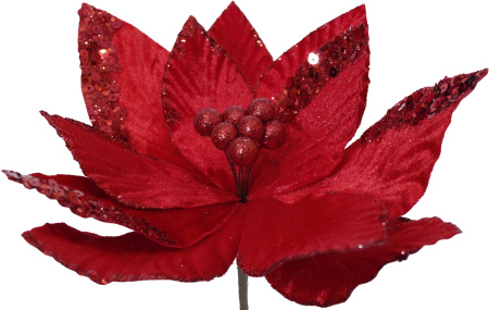 украшение цветок "кардинал" красный d26см Украшение цветок "кардинал" красный d26см