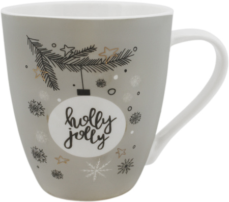 кружка "новогоднее пожелание" фарфор серый 540мл Кружка "новогоднее пожелание" фарфор серый 540мл
