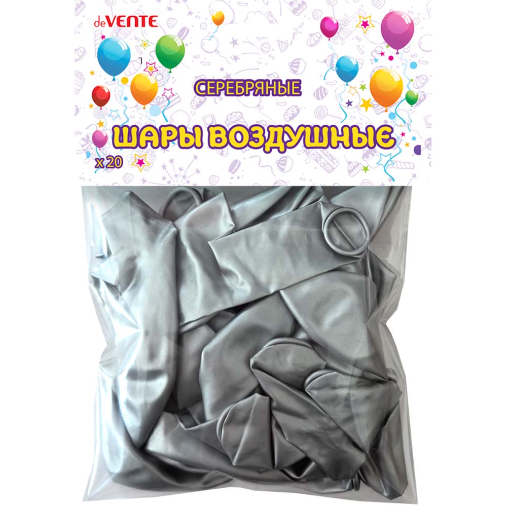 набор шаров возд. 12''/30см 20шт. devente серебряный Набор шаров возд. 12''/30см 20шт. devente серебряный