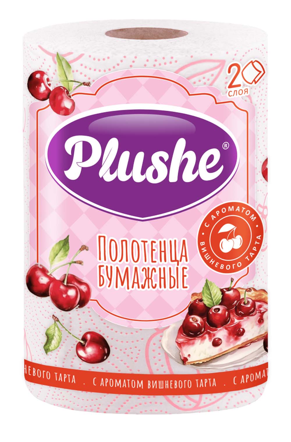 полотенце бумажное "plushe" 2-х сл. 1 рул. 30м с ароматом вишневого тарта Полотенце бумажное "plushe" 2-х сл. 1 рул. 30м с ароматом вишневого тарта
