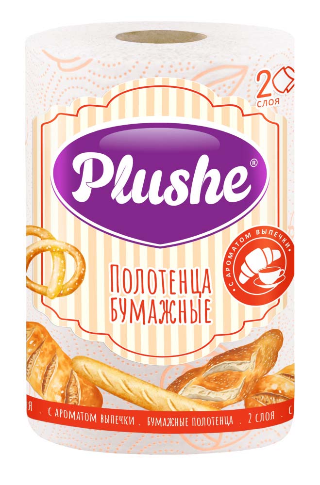 полотенце бумажное "plushe" 2-х сл. 1 рул. 30м с ароматом выпечки Полотенце бумажное "plushe" 2-х сл. 1 рул. 30м с ароматом выпечки