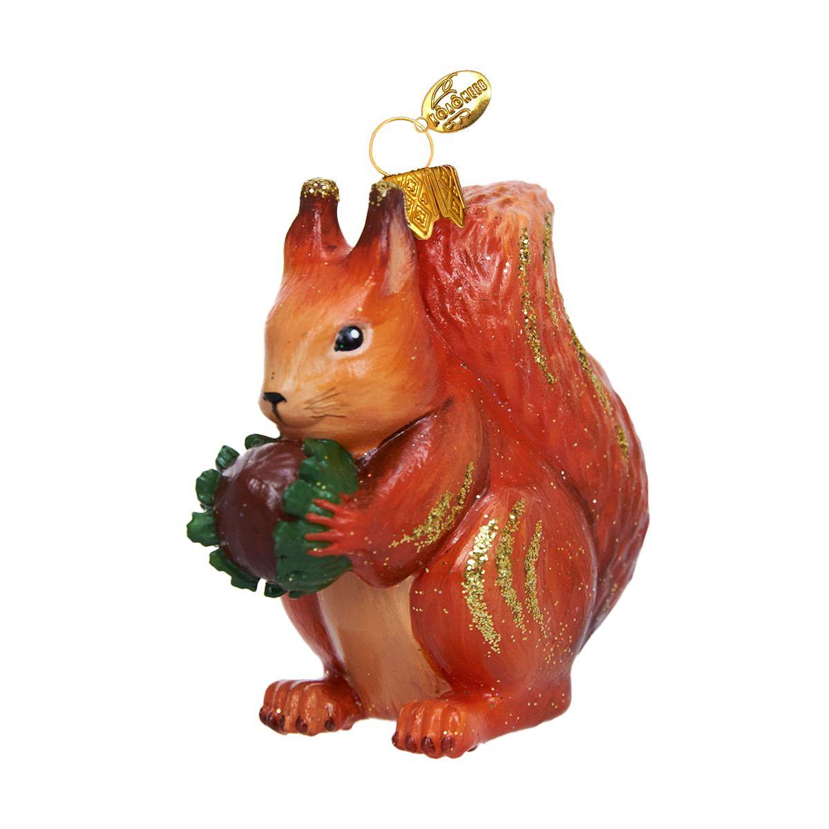 украшение "белка с орешком" 10см (стекло) Украшение "белка с орешком" 10см (стекло)