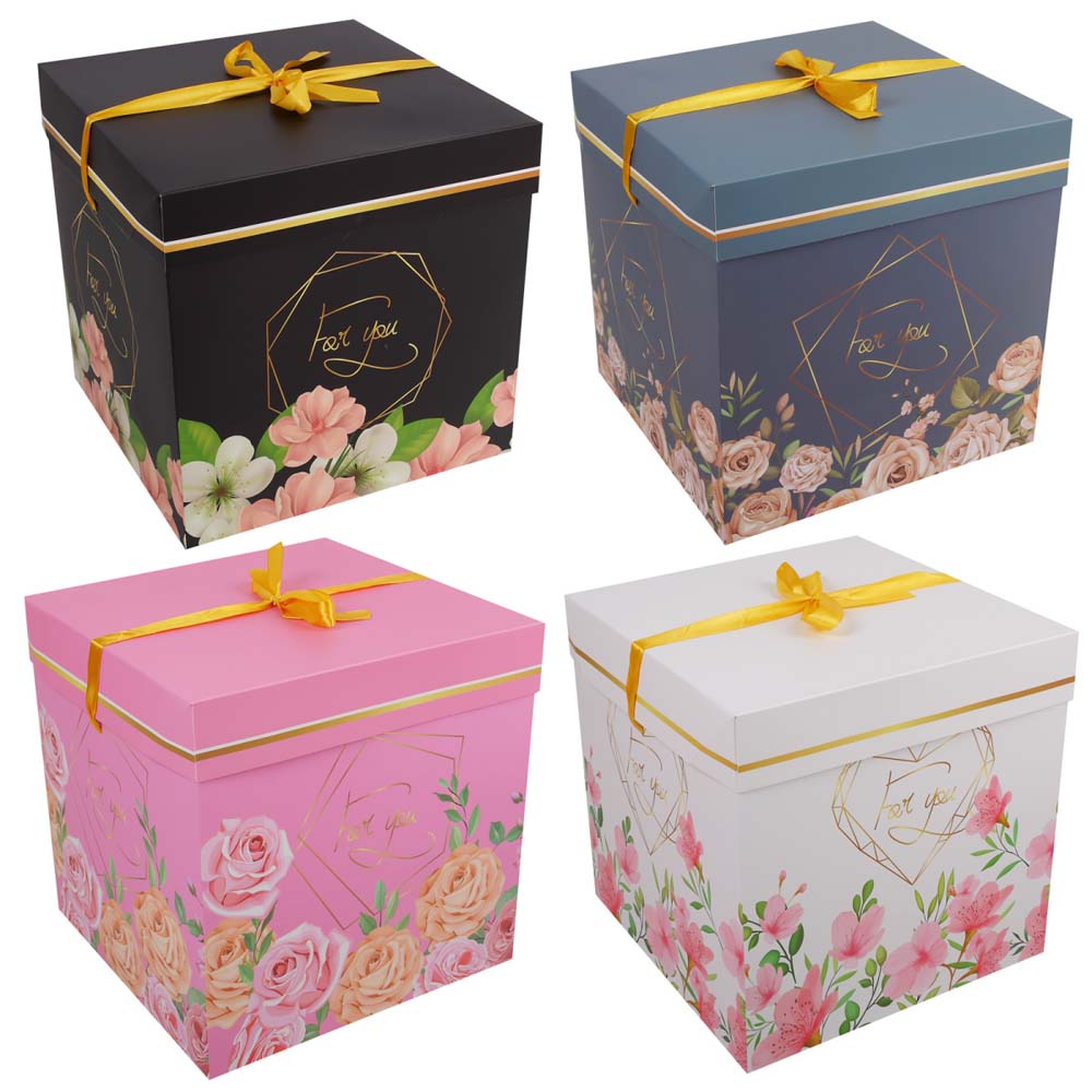 коробка подарочная 30х30х30см "нежные цветы" асс-т Коробка подарочная 30х30х30см "нежные цветы" асс-т