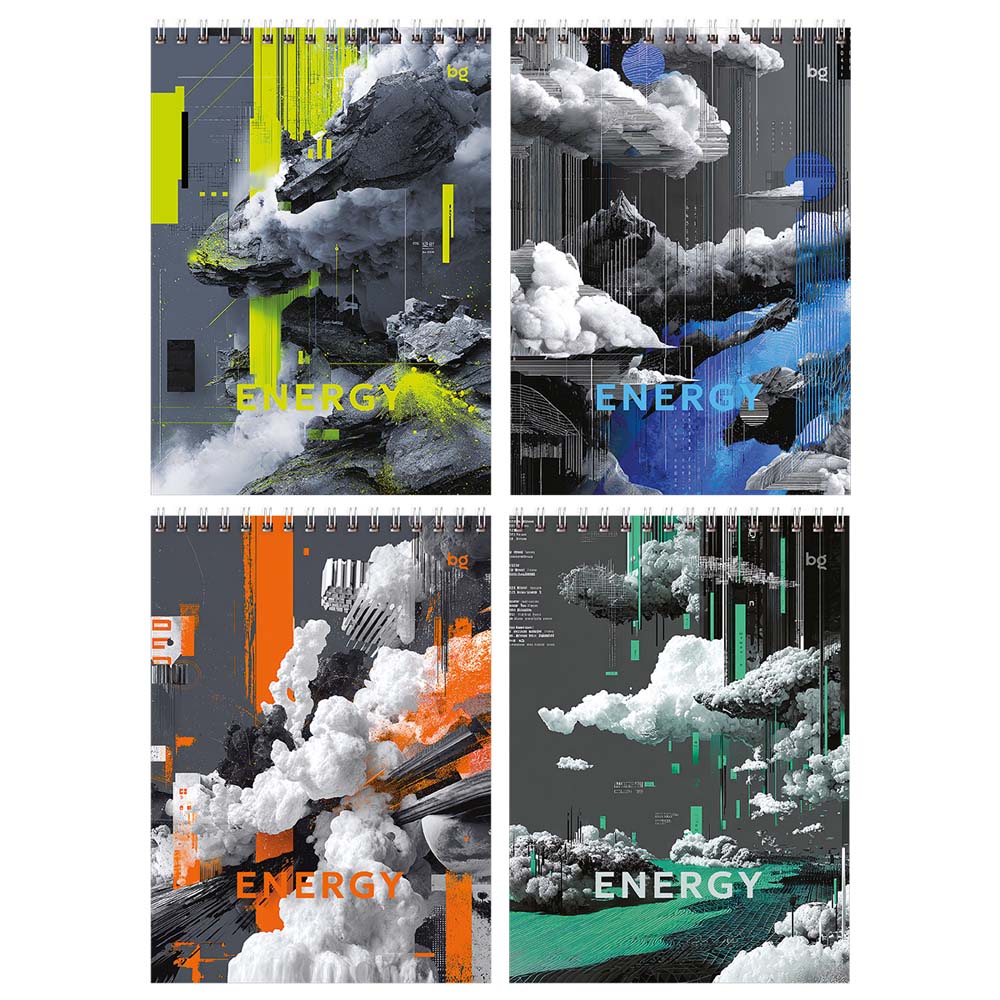 блокнот а5 гребень 80л. кл. "energy" (bg) тв.подл.,асс-т Блокнот а5 гребень 80л. кл. "energy" (bg) тв.подл.,асс-т