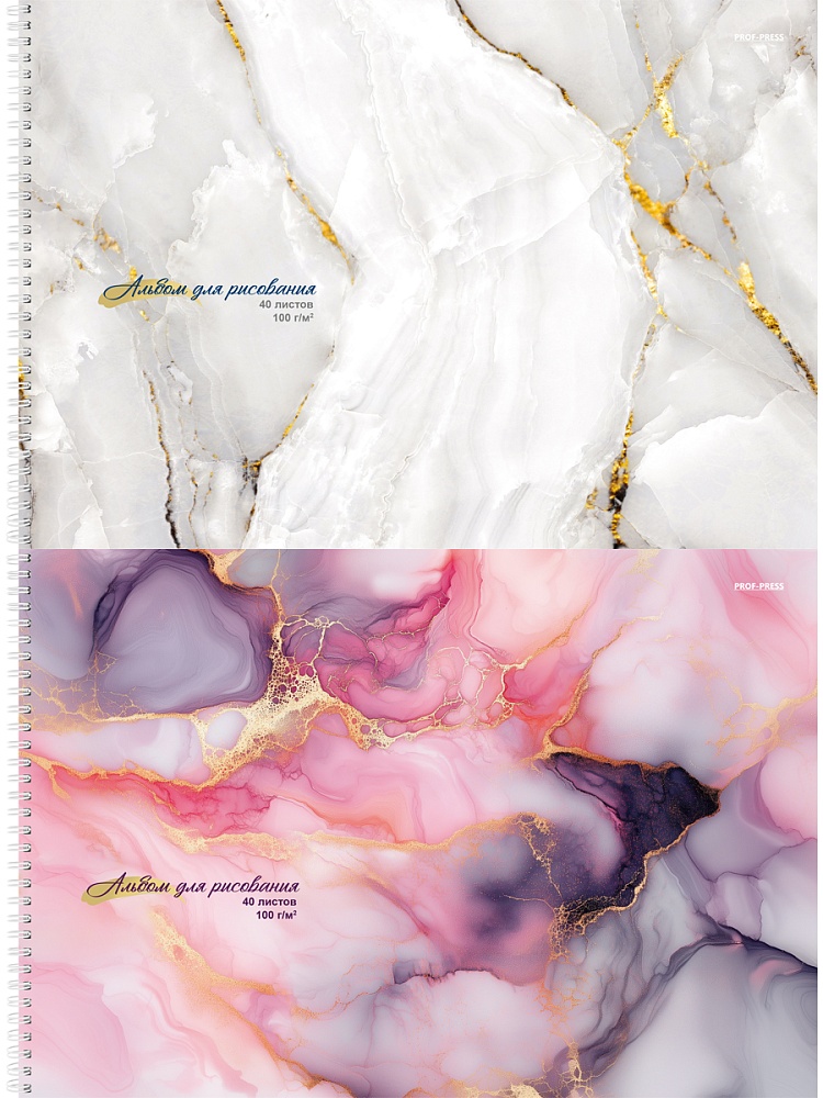 альбом д/рис. а4 40л.гребень "цветной мрамор" (проф-пресс) лён,асс-т Альбом д/рис. а4 40л.гребень "цветной мрамор" (проф-пресс) лён,асс-т