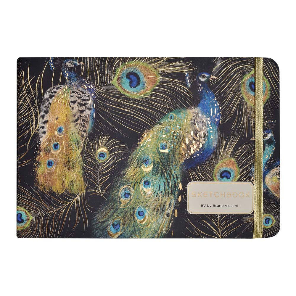 скетчбук 213х146мм 96л. "fauna. павлины" белый (bruno visconti) резинка Скетчбук 213х146мм 96л. "fauna. павлины" белый (bruno visconti) резинка