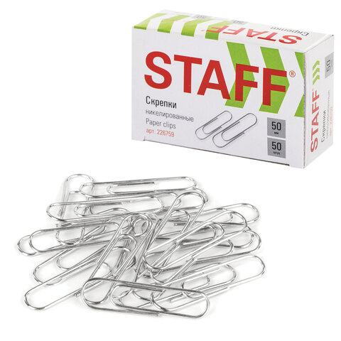 скрепки 50мм никелиров.50 шт. карт.упак. Скрепки 50мм никелиров.50 шт. карт.упак.