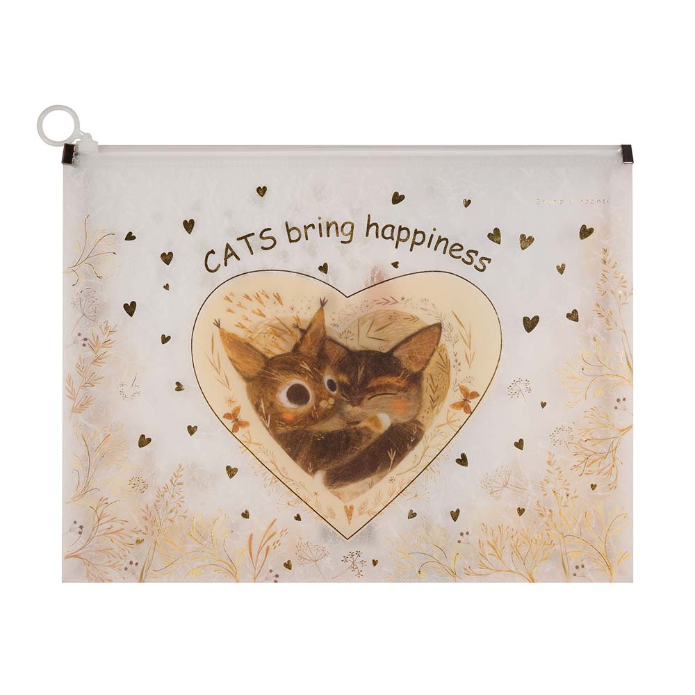 папка-конверт на молнии zip а4 180мкм bruno visconti "love me. котики приносят счастье" с рис. Папка-конверт на молнии zip а4 180мкм bruno visconti "love me. котики приносят счастье" с рис.