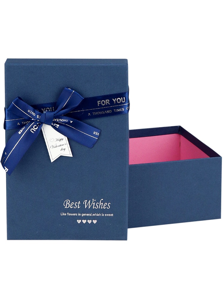 коробка подарочная 21х14х8см с бантом синяя Коробка подарочная 21х14х8см с бантом синяя