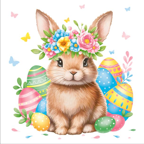 салфетки бум. 330х330мм 20 шт. 3-сл. "кролик в цветочном венке" Салфетки бум. 330х330мм 20 шт. 3-сл. "кролик в цветочном венке"