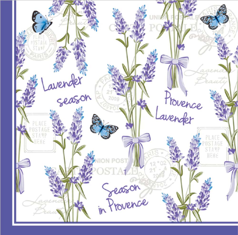 салфетки бум. 240х240мм 25 шт. 3-сл. "лаванда и бабочки" Салфетки бум. 240х240мм 25 шт. 3-сл. "лаванда и бабочки"