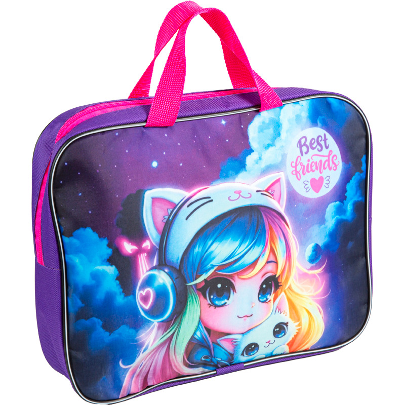 папка текстиль с ручками а4+ attomex "best friends" на молнии Папка текстиль с ручками а4+ attomex "best friends" на молнии