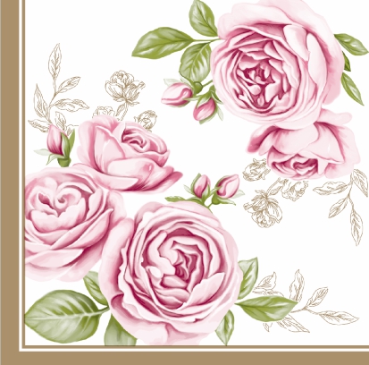 салфетки бум. 240х240мм 25 шт. 3-сл. "роза с золотыми листьями" Салфетки бум. 240х240мм 25 шт. 3-сл. "роза с золотыми листьями"